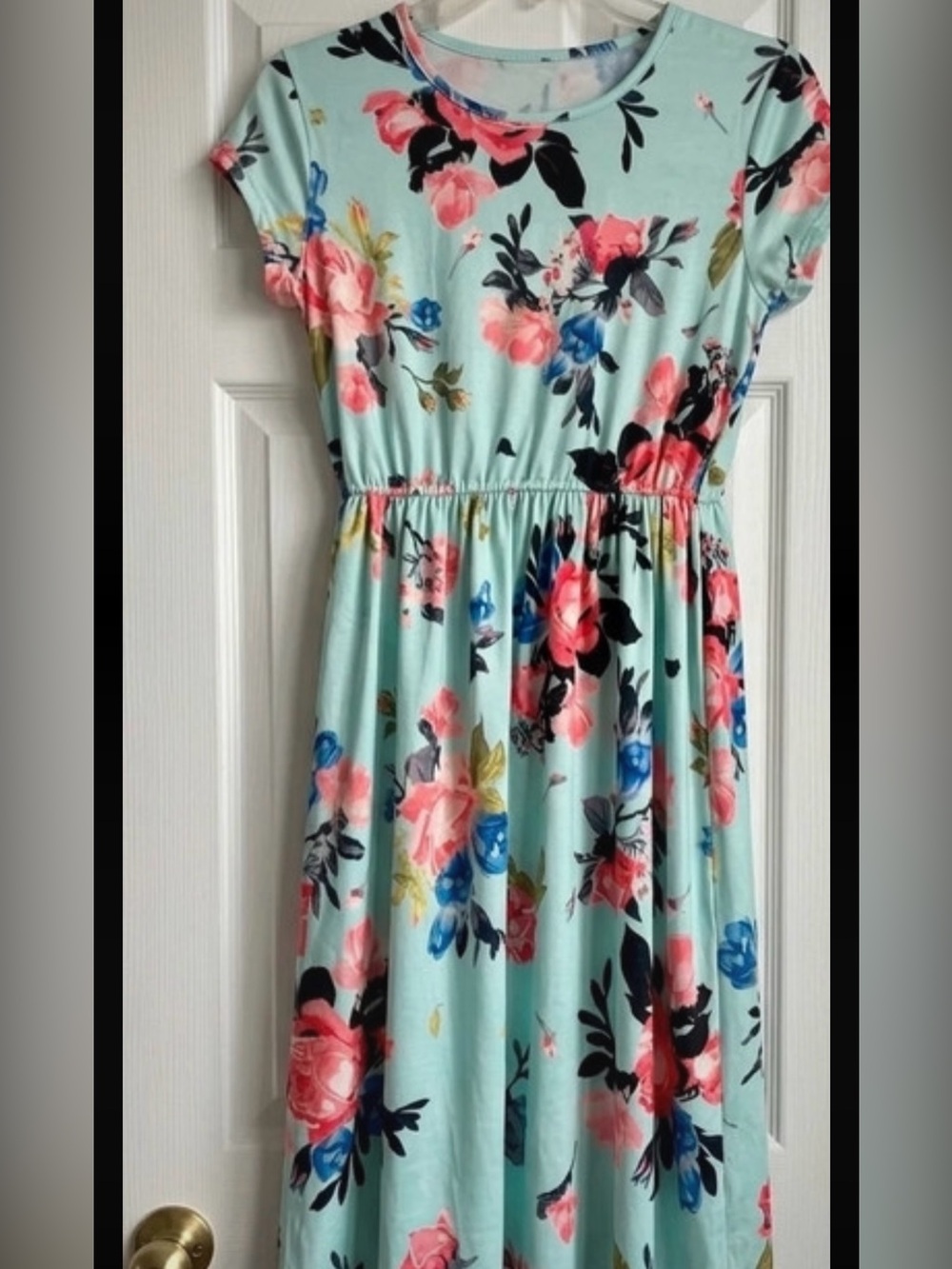 Cottagecore Light Blue Floral Mini Dress | Size Medium | Good Condition